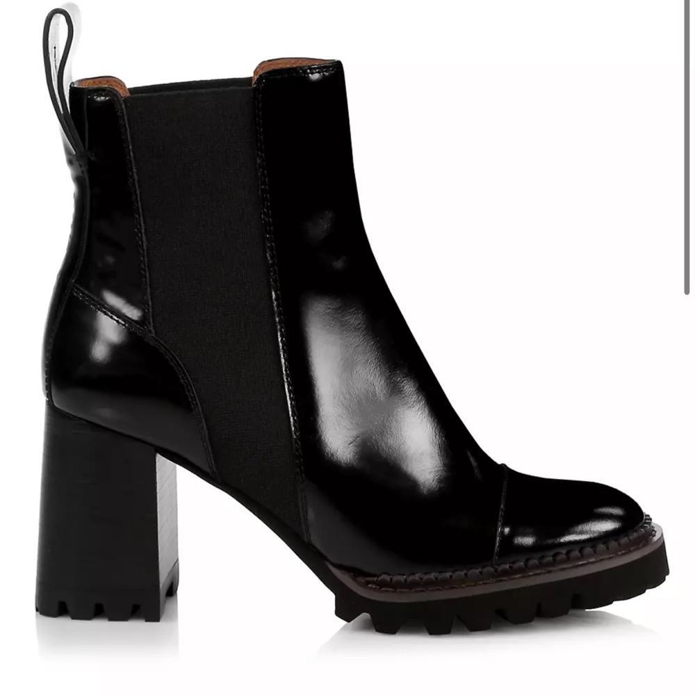 Chloe Lug-Sole Chelsea Leather Boots